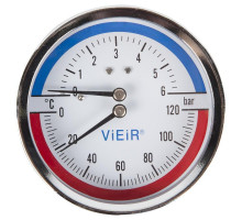 Термоманометр горизонтальный 1/2"-120"С-6BAR YF6 ViEiR (100)
